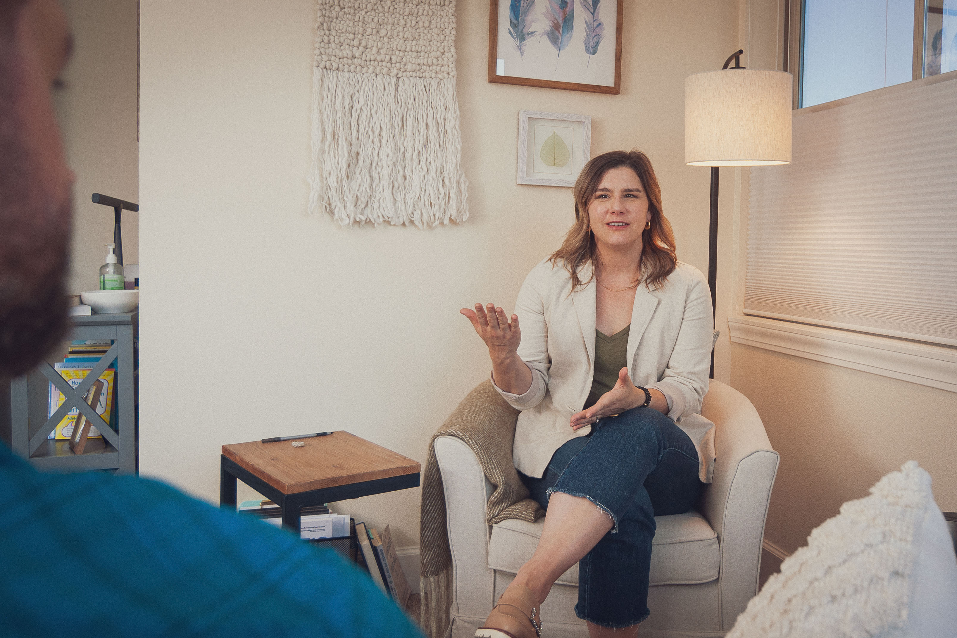 Jessica Wallace counseling a client